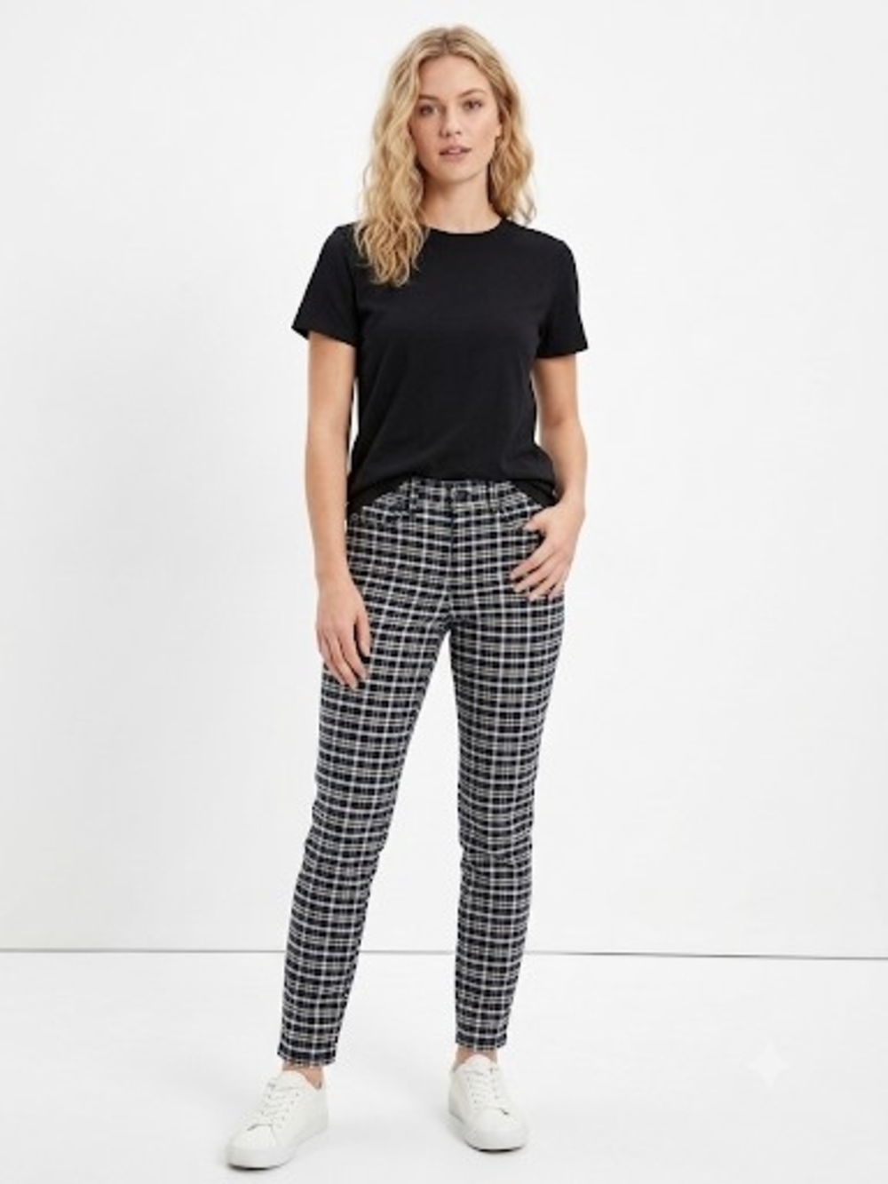 American Eagle Outfitters Black & Tan Plaid Skinny Pants Sz 10